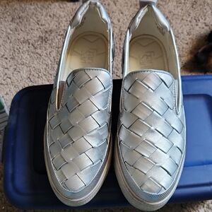 Franco Sarto Silver Woven Flats
